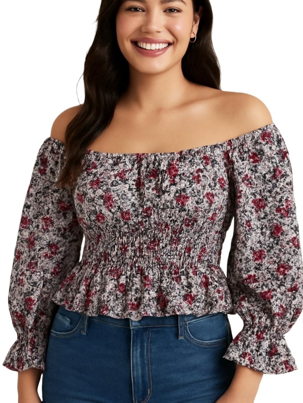100% Cotton Off-Shoulder Peplum Top